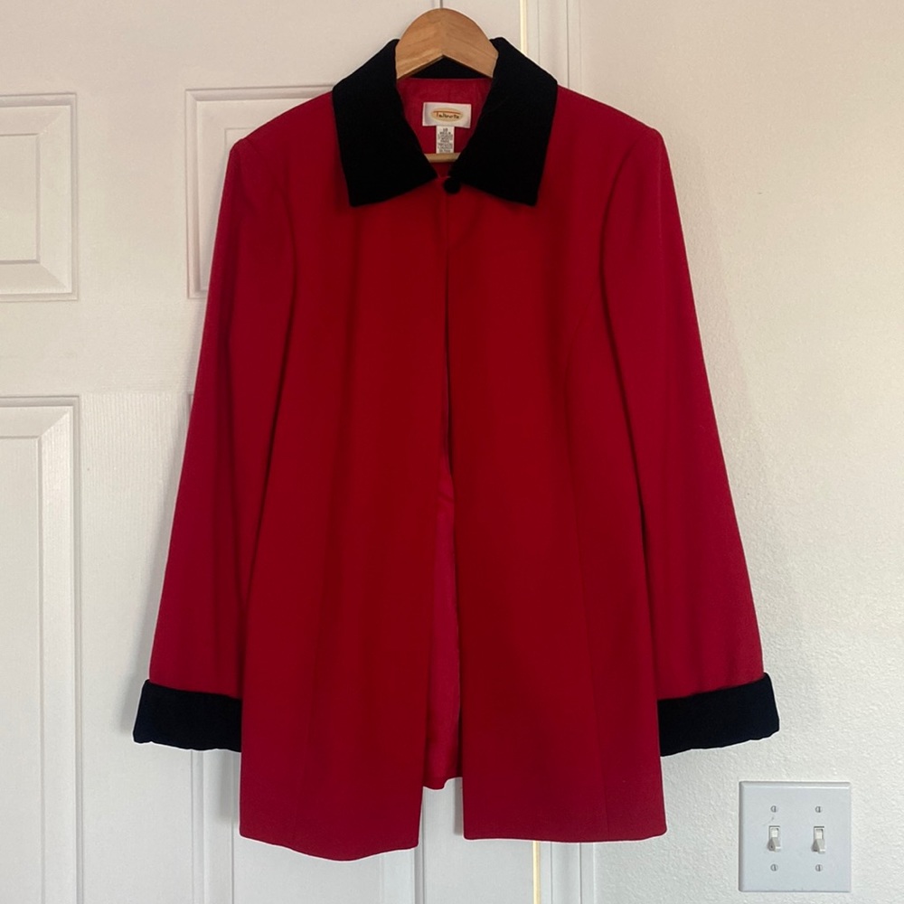 Vintage Talbots Red Coat with Black Collar and Cuffs